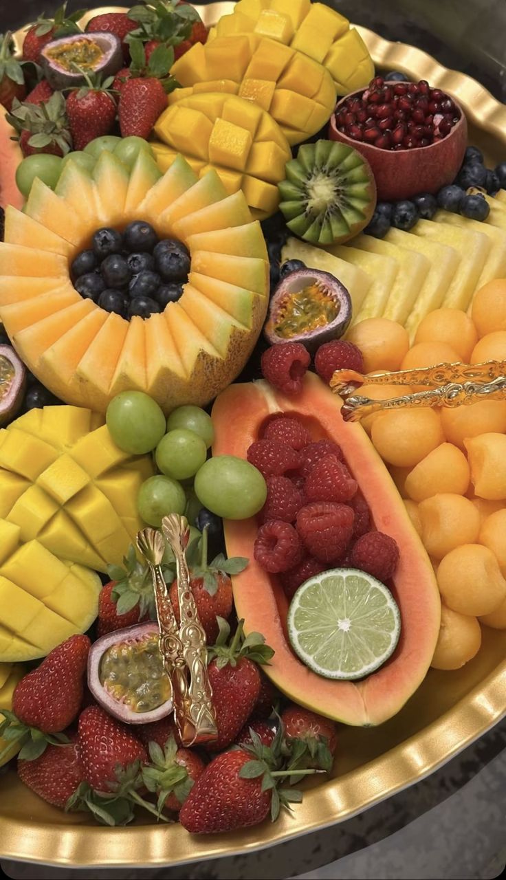 Exotic Fruit and Gold Platter 