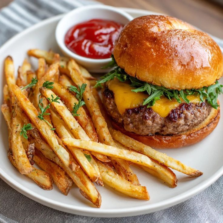 Beef Burger with Fries ries 