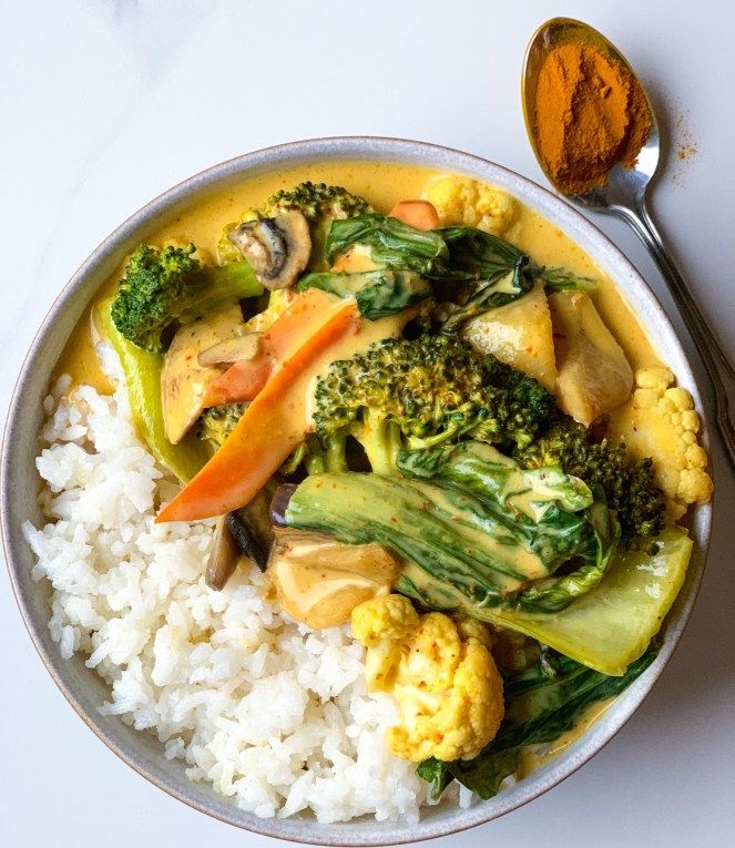 Vegetable Coconut Curry with Rice 
