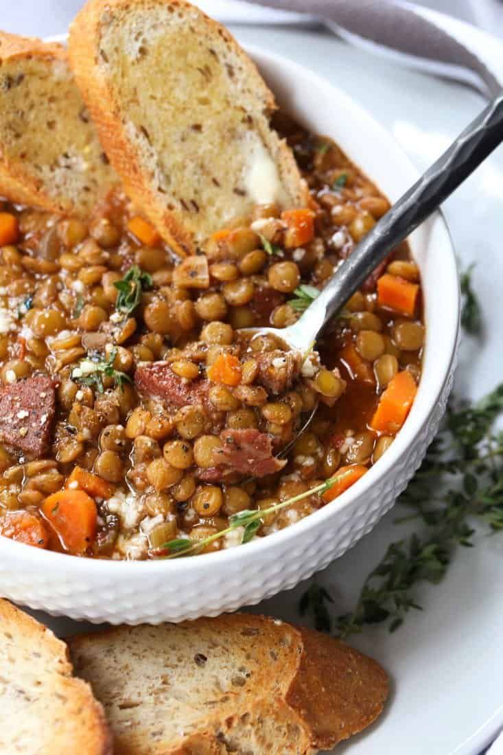 Lentil Soup and Crusty Bread 